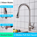 Brushed Nickel Kitchen Faucet Flexible Pull Out Nozzle Kitchen Sink Mixer Tap Stream Sprayer Head Deck Black Hot Cold Water Taps
