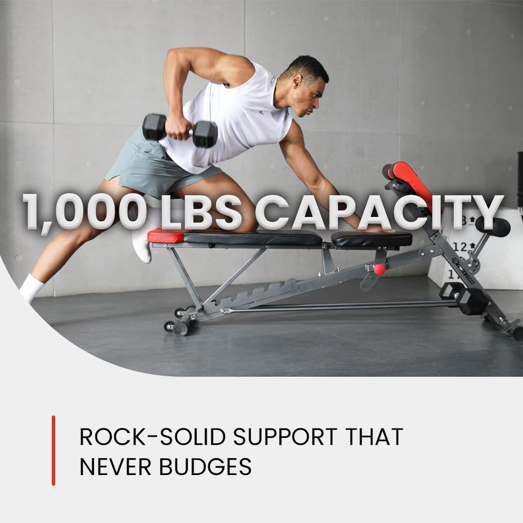 Banco Multifuncional FID Ajustable para Entrenamiento Completo – Extensión de Espalda, Roman Chair, Abdominales y Prensa de Banca