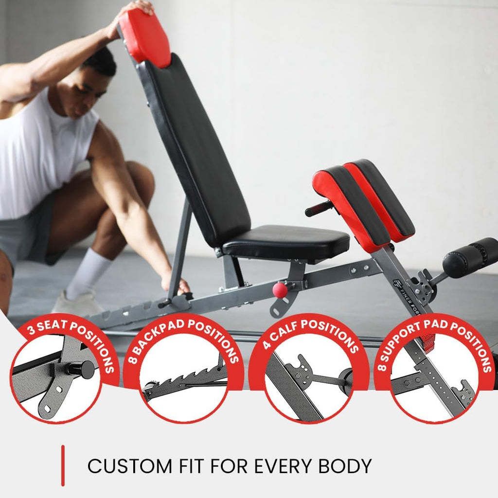 Banco Multifuncional FID Ajustable para Entrenamiento Completo – Extensión de Espalda, Roman Chair, Abdominales y Prensa de Banca