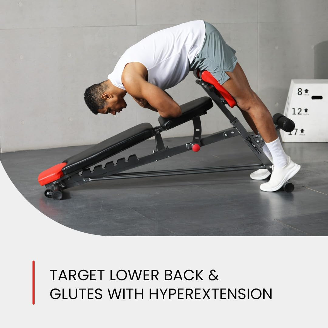 Banco Multifuncional FID Ajustable para Entrenamiento Completo – Extensión de Espalda, Roman Chair, Abdominales y Prensa de Banca